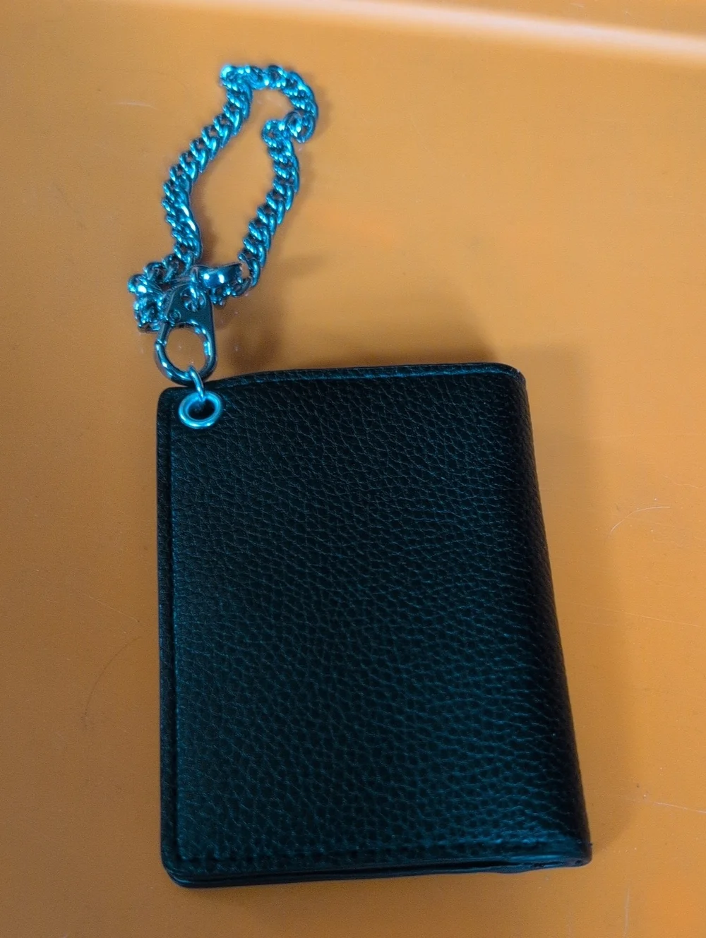 Michael Kors Black Pebbled Leather Card Holder with Silver Chain